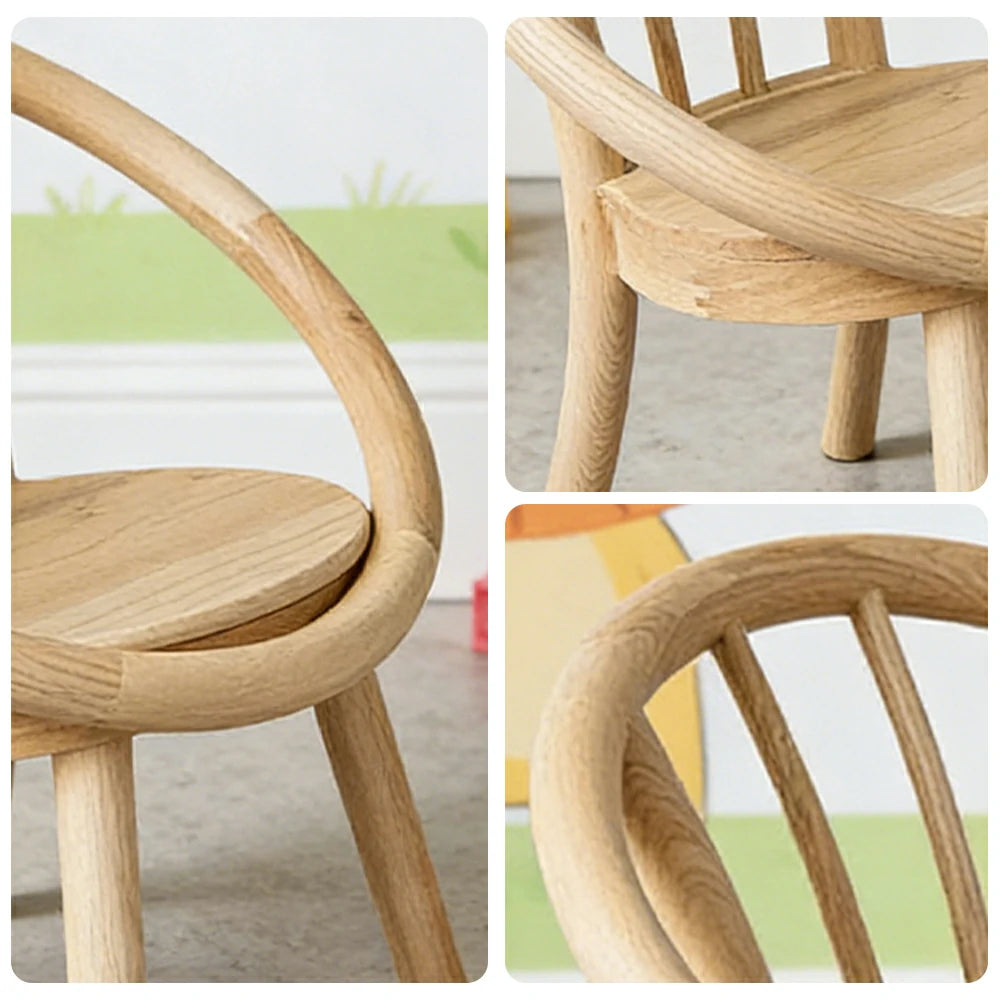 LIVARA Kids Wooden Chair, Ergonomic Back Support, Solid Wood Construction, Rounded Edges with Natural Wood Wax Oil Finish - Wood