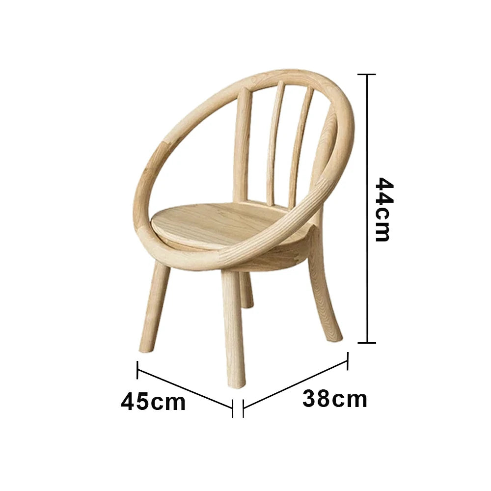 LIVARA Kids Wooden Chair, Ergonomic Back Support, Solid Wood Construction, Rounded Edges with Natural Wood Wax Oil Finish - Wood