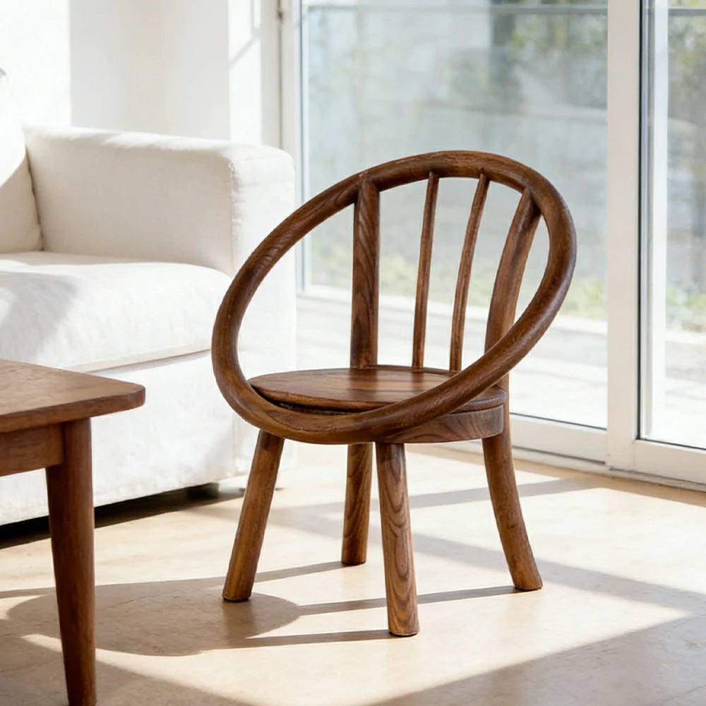 LIVARA Kids Wooden Chair, Ergonomic Back Support, Solid Wood Construction, Rounded Edges with Natural Wood Wax Oil Finish - Walnut