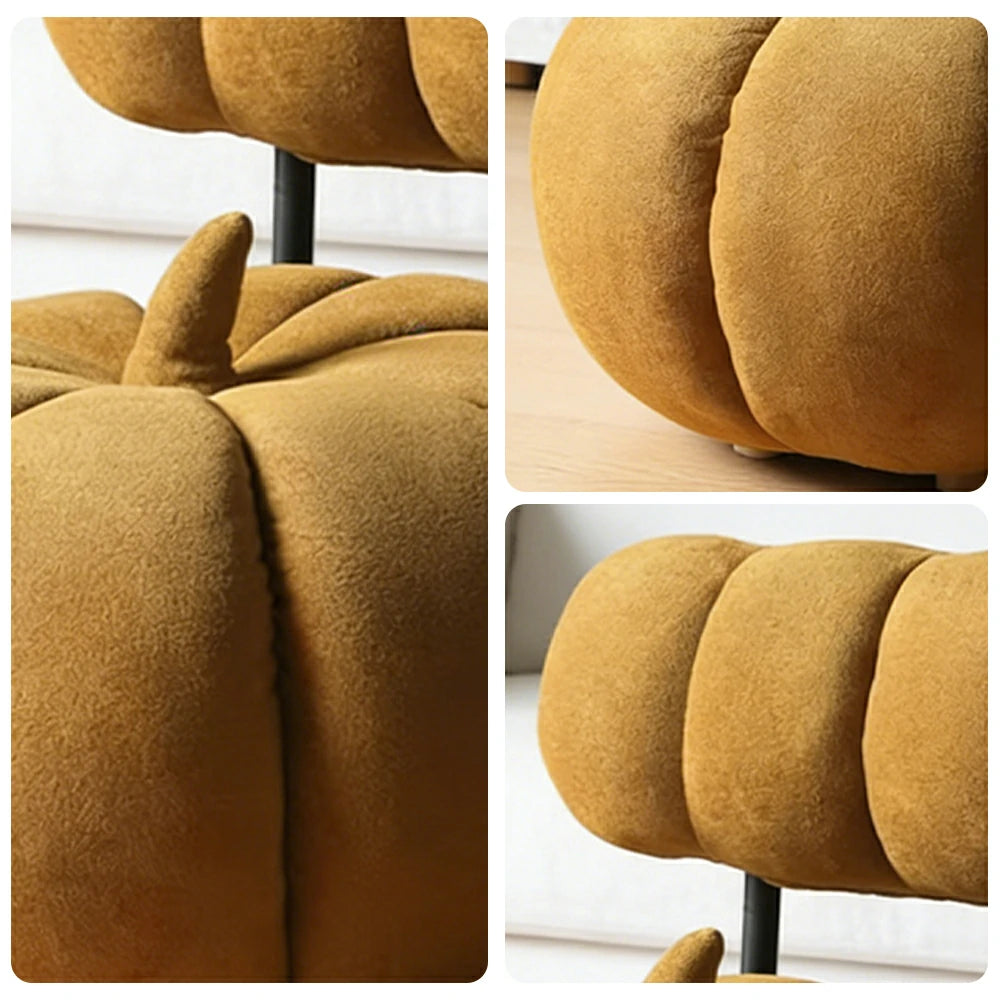 LIVARA Kids Pumpkin Stool, Soft Cushioned Seat, Velvet Fabric with Iron Frame, Playful Rounded Design for Indoor Use
