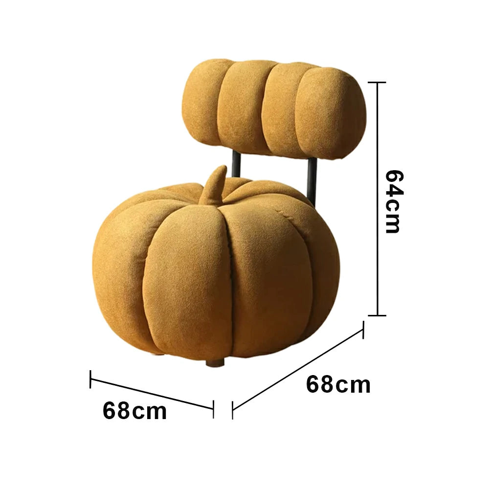 LIVARA Kids Pumpkin Stool, Soft Cushioned Seat, Velvet Fabric with Iron Frame, Playful Rounded Design for Indoor Use