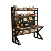 LIVARA Office Desk 100/120/140cm, 2-in-1 Space-Saving Design, Thick Panels, Steel Frame, Pegboard Storage - Black and Walunt