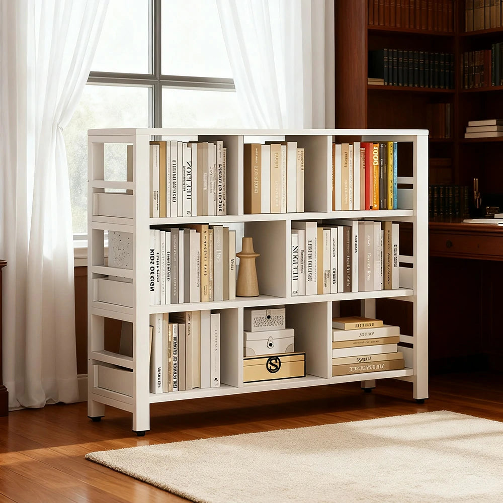 LIVARA 4-Tier Bookshelf 80/110/140cm Space-Saving Storage Rack, Thickened Eco Panels, Reinforced Steel Frame - White