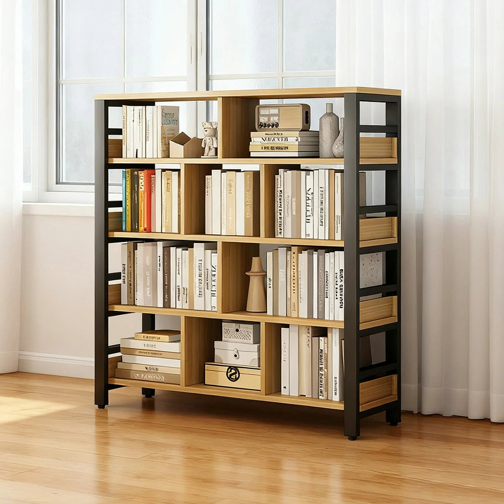 LIVARA 5-Tier Bookshelf 80/110/140cm Space-Saving Storage Rack, Thickened Eco Panels, Reinforced Steel Frame - Black