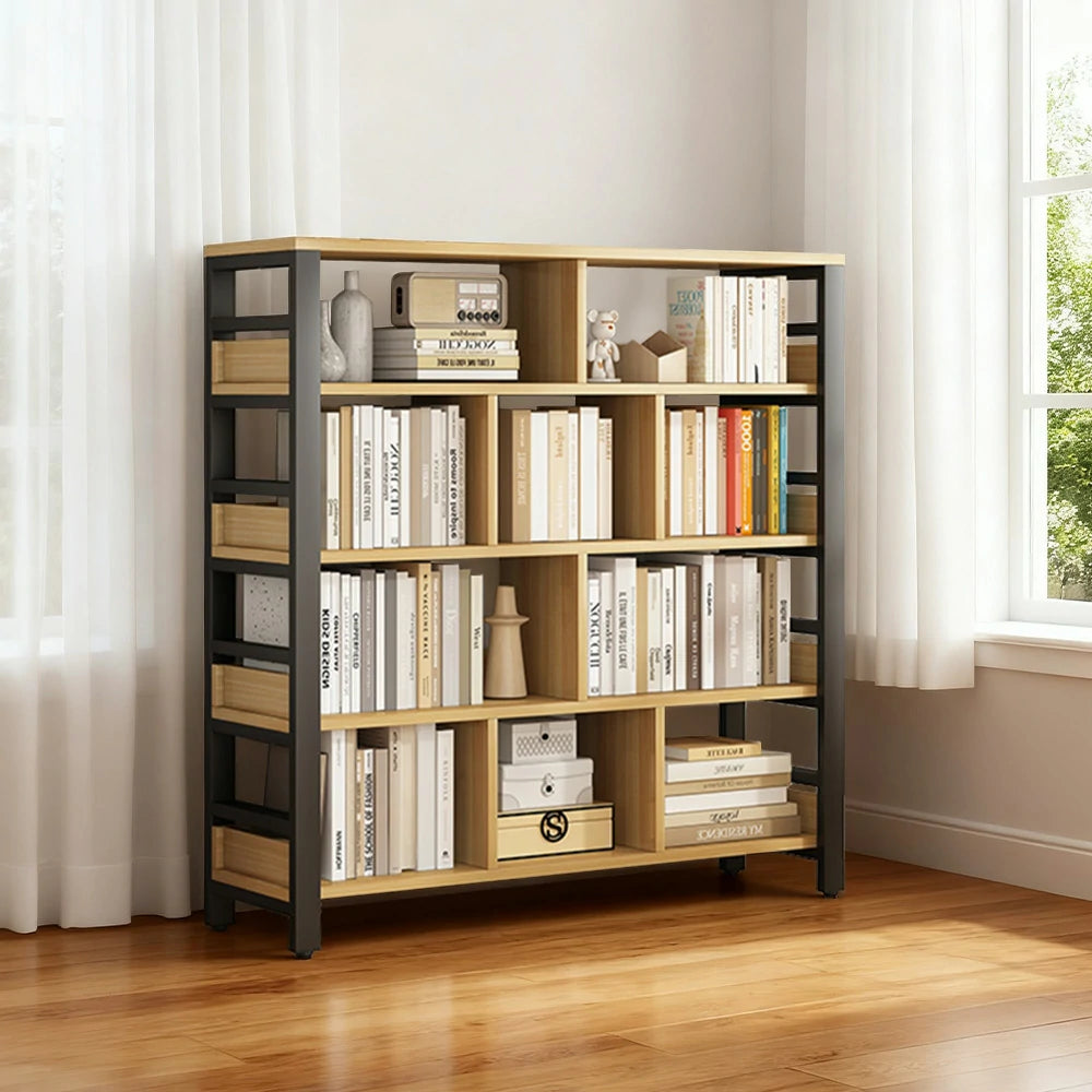 LIVARA 5-Tier Bookshelf 80/110/140cm Space-Saving Storage Rack, Thickened Eco Panels, Reinforced Steel Frame - Black