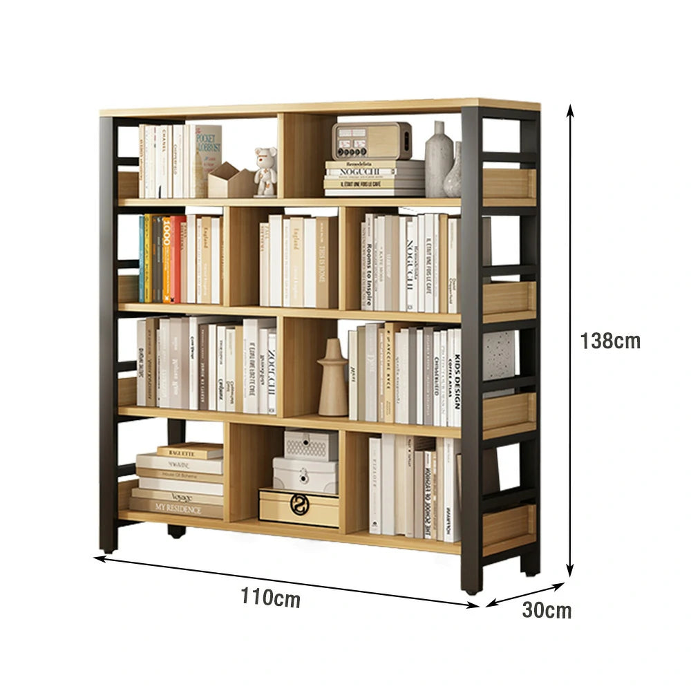 LIVARA 5-Tier Bookshelf 80/110/140cm Space-Saving Storage Rack, Thickened Eco Panels, Reinforced Steel Frame - Black