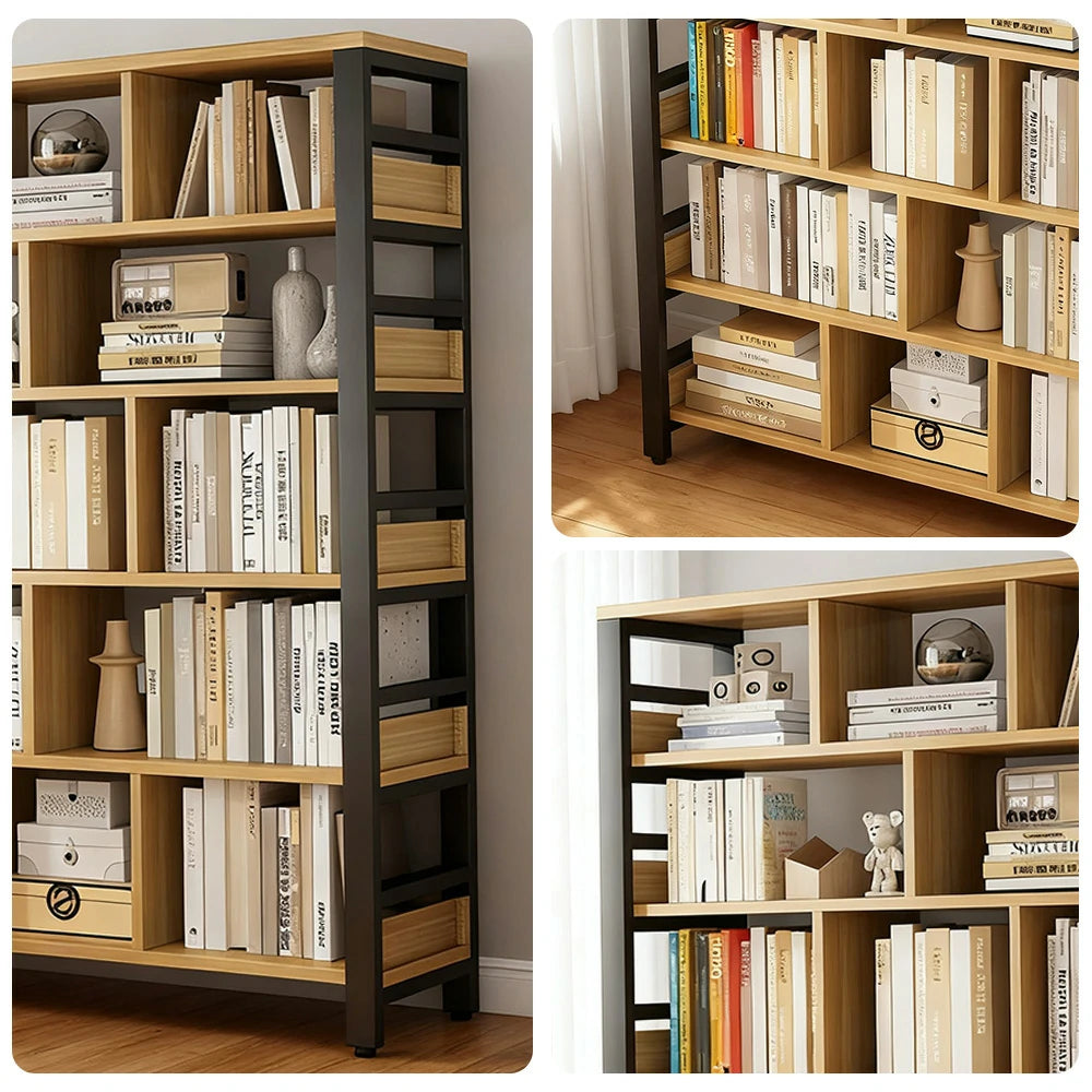 LIVARA 6-Tier Bookshelf 80/110/140cm Space-Saving Storage Rack, Thickened Eco Panels, Reinforced Steel Frame - Black