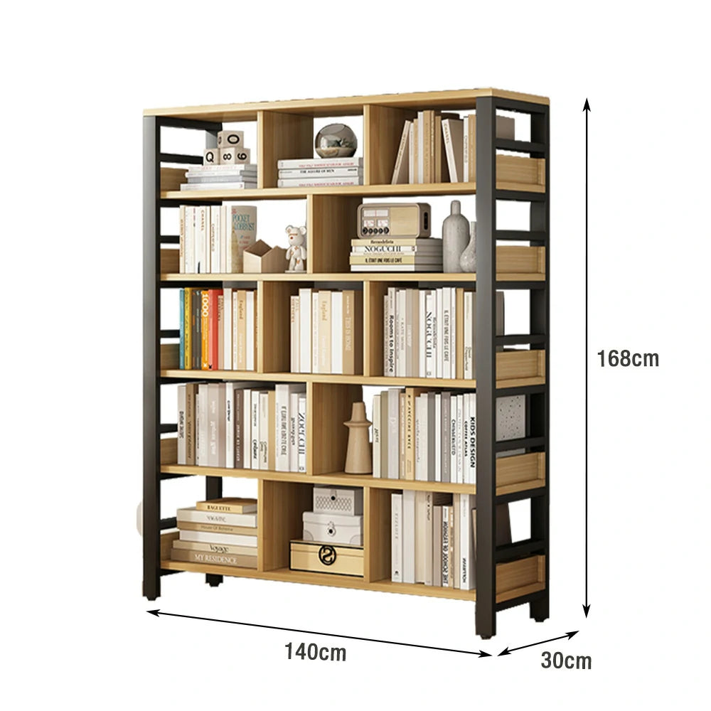LIVARA 6-Tier Bookshelf 80/110/140cm Space-Saving Storage Rack, Thickened Eco Panels, Reinforced Steel Frame - Black