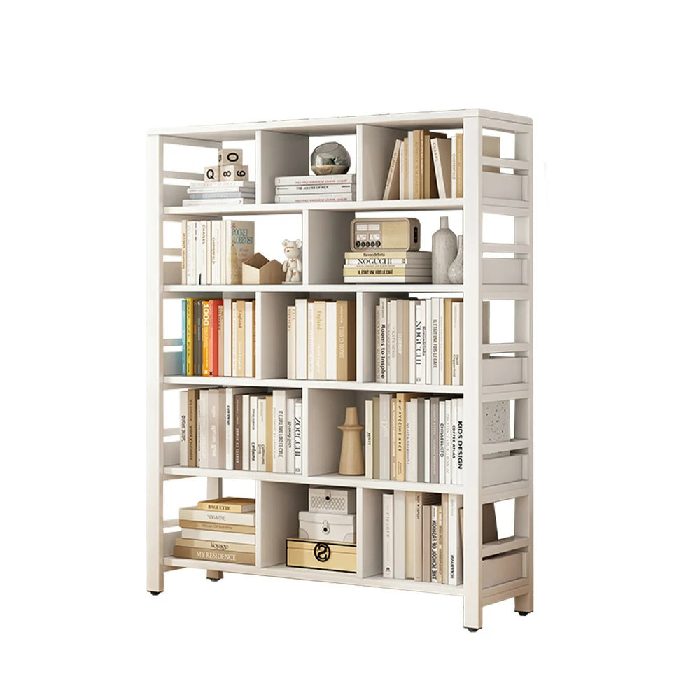 LIVARA 6-Tier Bookshelf 80/110/140cm Space-Saving Storage Rack, Thickened Eco Panels, Reinforced Steel Frame - White