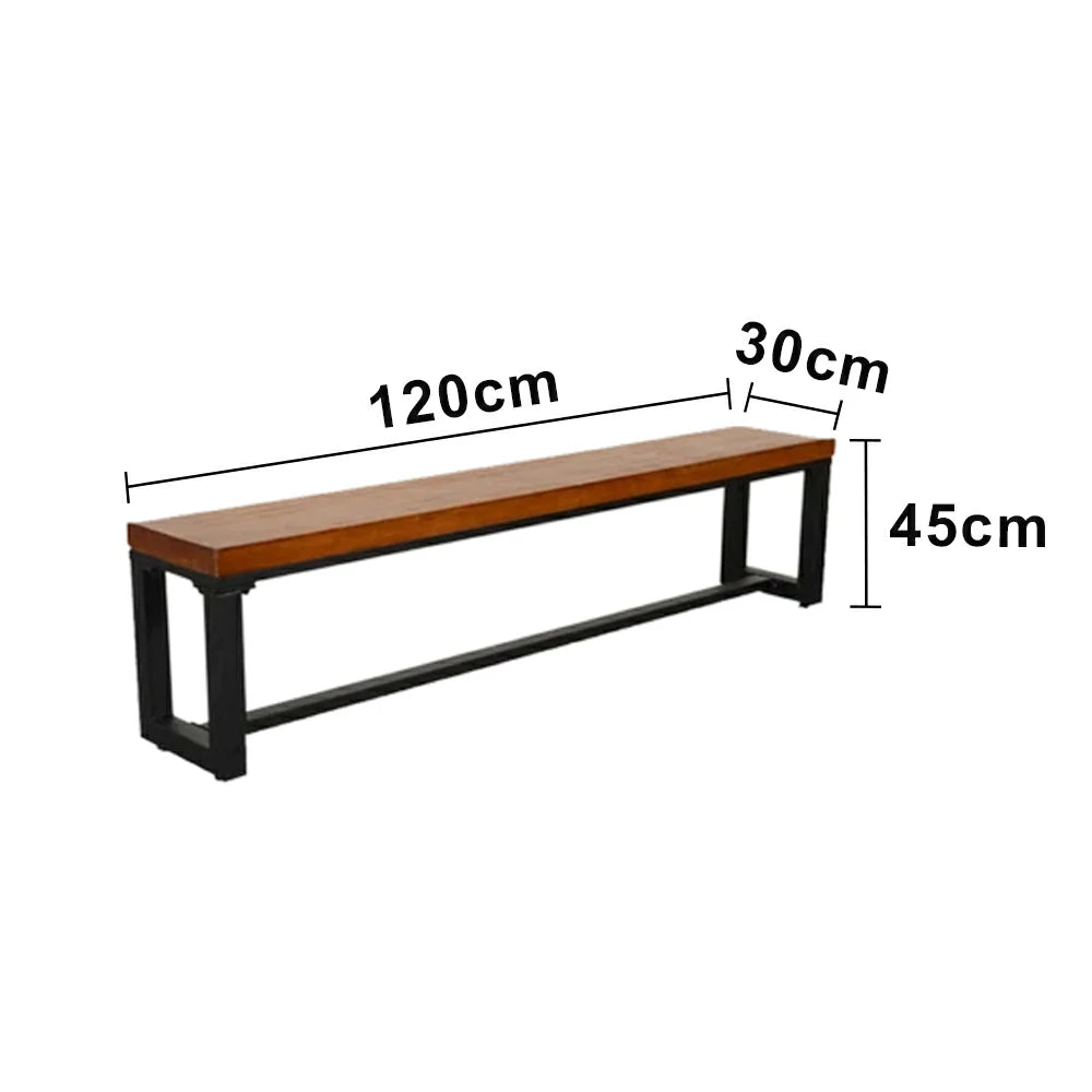 LIVARA 120/140cm Solid Wood Bench Seating - 4.7cm Thick Hardwood Top with Heavy-Duty Steel Frame, Industrial Dining & Pool Table Bench - Natural Oak