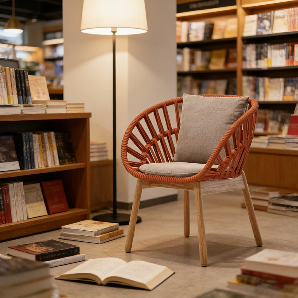 LIVARA Low-Back Lounge Chair - UV and Water-Resistant Woven Fabric, Powder-Coated Aluminium Frame, High-Resilience Cushion - Orange