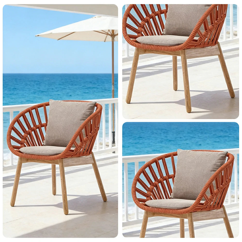 LIVARA Low-Back Lounge Chair - UV and Water-Resistant Woven Fabric, Powder-Coated Aluminium Frame, High-Resilience Cushion - Orange