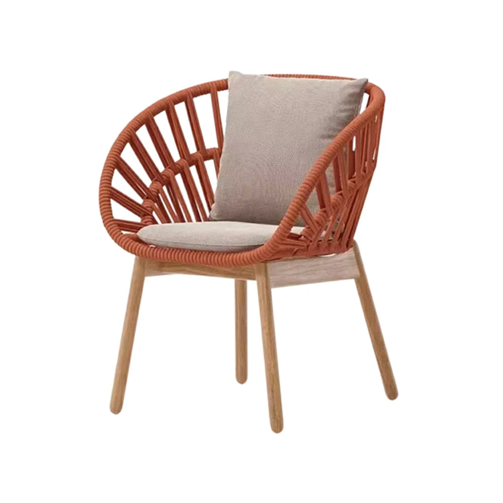 LIVARA Low-Back Lounge Chair - UV and Water-Resistant Woven Fabric, Powder-Coated Aluminium Frame, High-Resilience Cushion - Orange