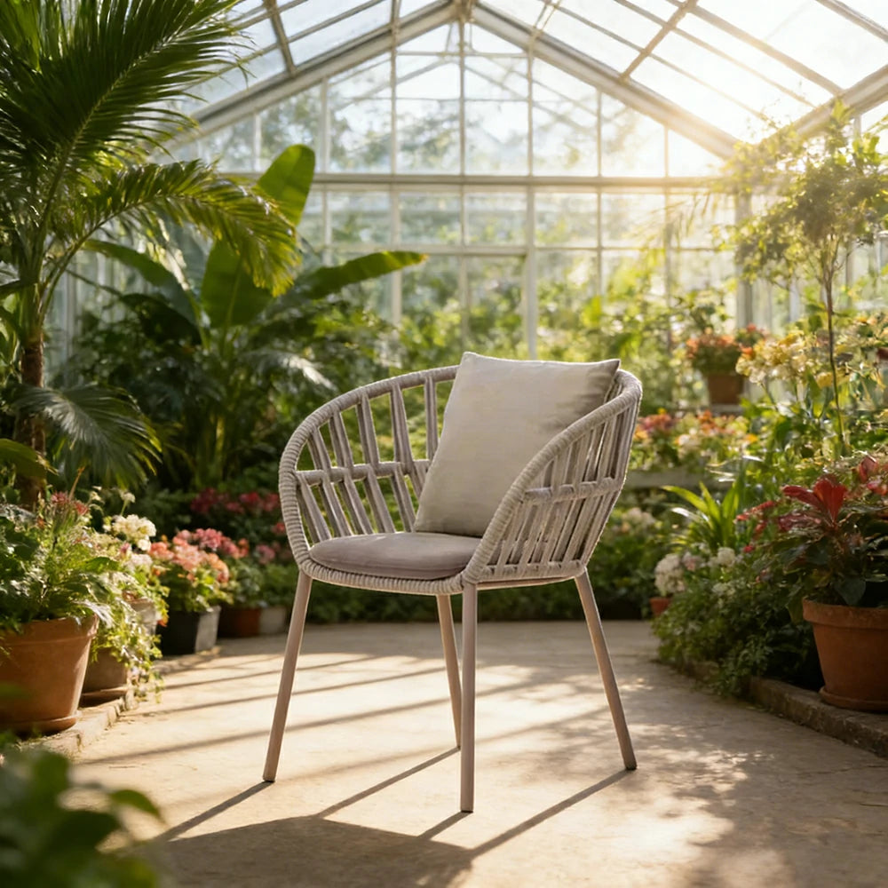 LIVARA Low-Back Lounge Chair - UV and Water-Resistant Woven Fabric, Powder-Coated Aluminium Frame, High-Resilience Cushion - Grey