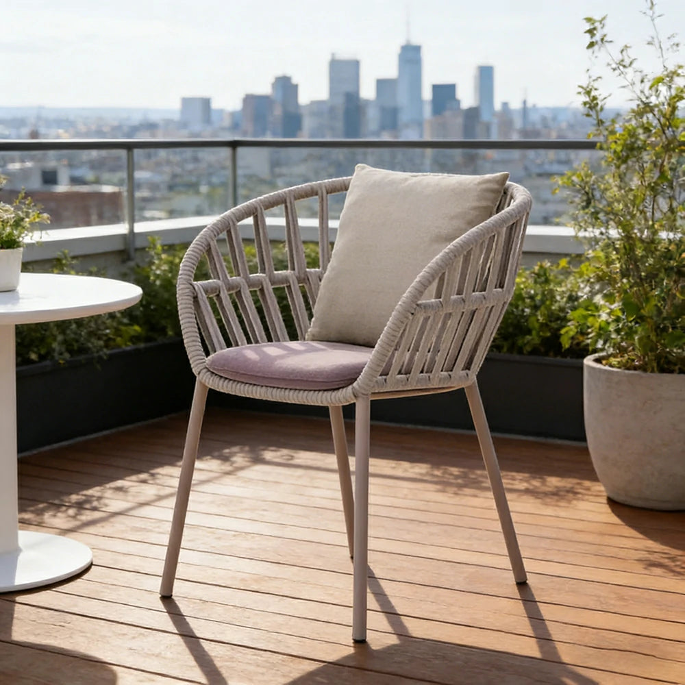 LIVARA Low-Back Lounge Chair - UV and Water-Resistant Woven Fabric, Powder-Coated Aluminium Frame, High-Resilience Cushion - Grey