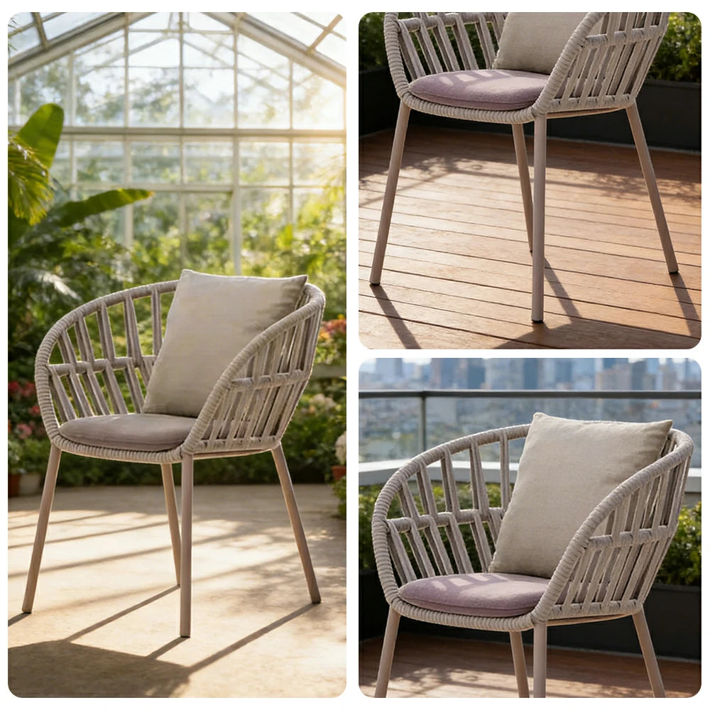 LIVARA Low-Back Lounge Chair - UV and Water-Resistant Woven Fabric, Powder-Coated Aluminium Frame, High-Resilience Cushion - Grey