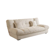LIVARA 160/180cm Sofa Bed, Adjustable Backrest Design, Milk Velvet Upholstery, Solid Wood Frame, Armless Space-Saving Style - White