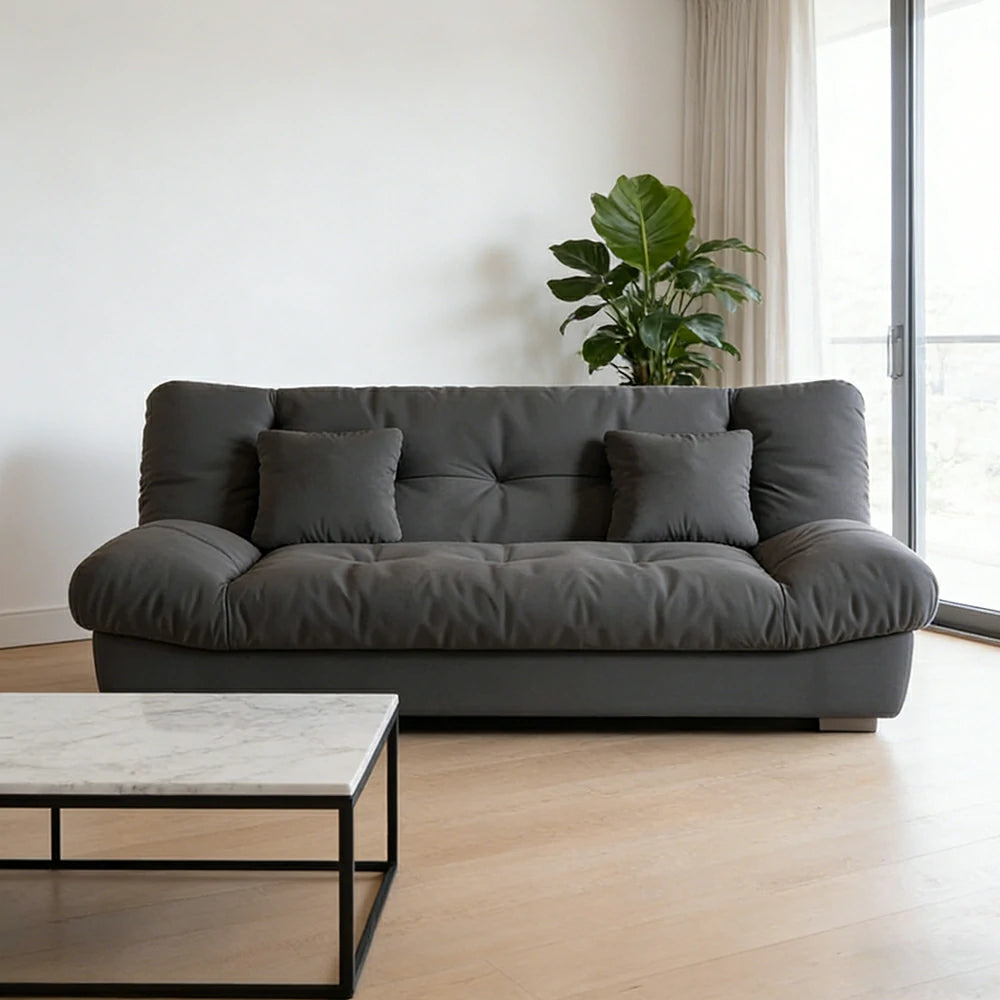 LIVARA 160/180cm Sofa Bed, Adjustable Backrest Design, Milk Velvet Upholstery, Solid Wood Frame, Armless Space-Saving Style - Grey