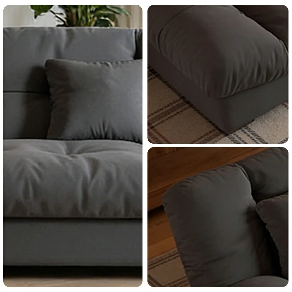 LIVARA 160/180cm Sofa Bed, Adjustable Backrest Design, Milk Velvet Upholstery, Solid Wood Frame, Armless Space-Saving Style - Grey