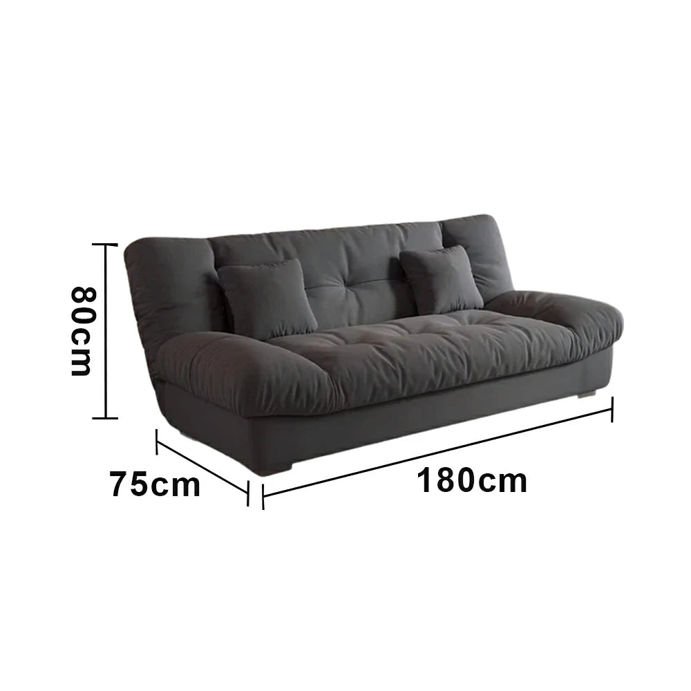 LIVARA 160/180cm Sofa Bed, Adjustable Backrest Design, Milk Velvet Upholstery, Solid Wood Frame, Armless Space-Saving Style - Grey