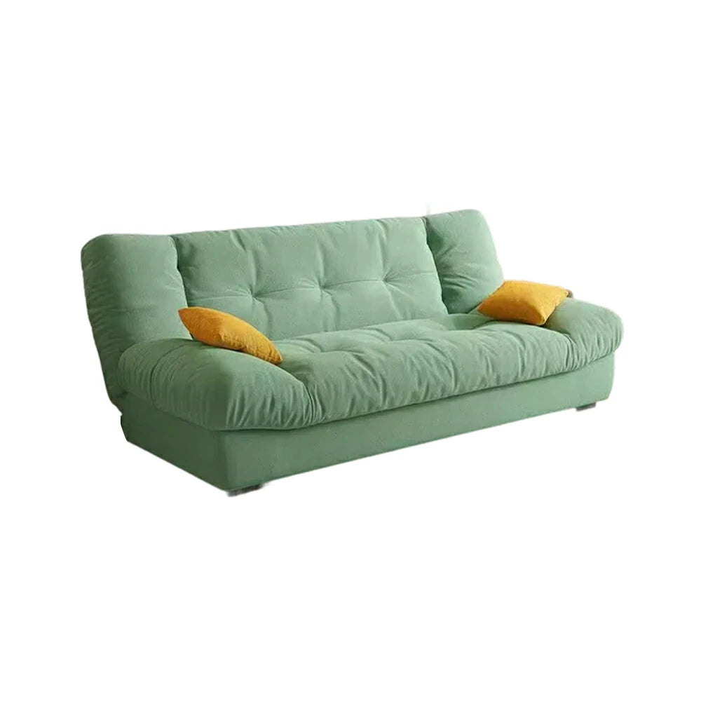 LIVARA 160/180cm Sofa Bed, Adjustable Backrest Design, Milk Velvet Upholstery, Solid Wood Frame, Armless Space-Saving Style - Green