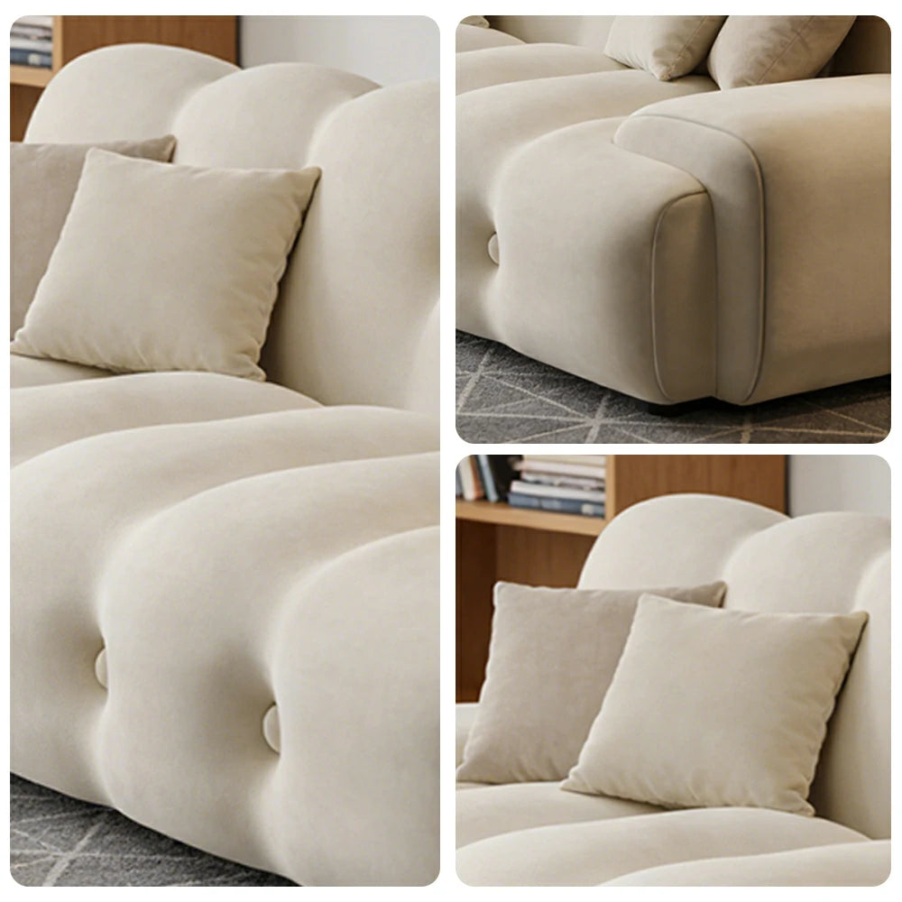 LIVARA 160/180cm Sofa Bed, 3-Position Adjustable Backrest, Milk Velvet Upholstery, High-Density Foam, Hidden Support Legs - Beige