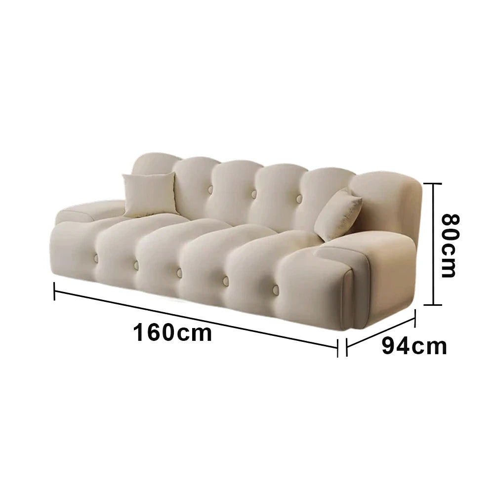 LIVARA 160/180cm Sofa Bed, 3-Position Adjustable Backrest, Milk Velvet Upholstery, High-Density Foam, Hidden Support Legs - Beige