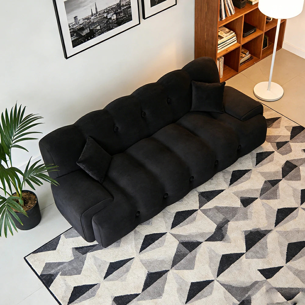 LIVARA 160/180cm Sofa Bed, 3-Position Adjustable Backrest, Milk Velvet Upholstery, High-Density Foam, Hidden Support Legs - Black