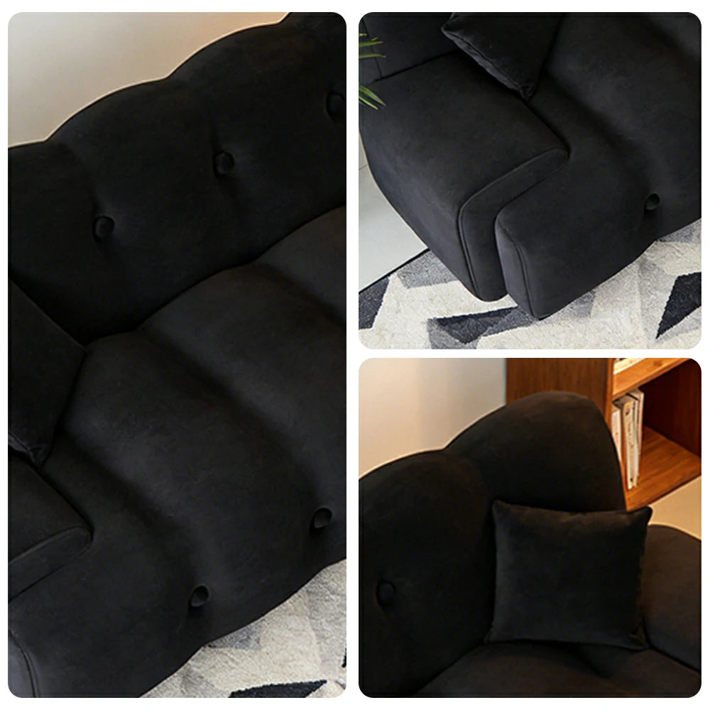 LIVARA 160/180cm Sofa Bed, 3-Position Adjustable Backrest, Milk Velvet Upholstery, High-Density Foam, Hidden Support Legs - Black
