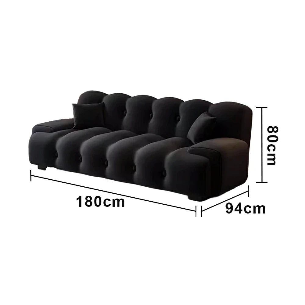 LIVARA 160/180cm Sofa Bed, 3-Position Adjustable Backrest, Milk Velvet Upholstery, High-Density Foam, Hidden Support Legs - Black