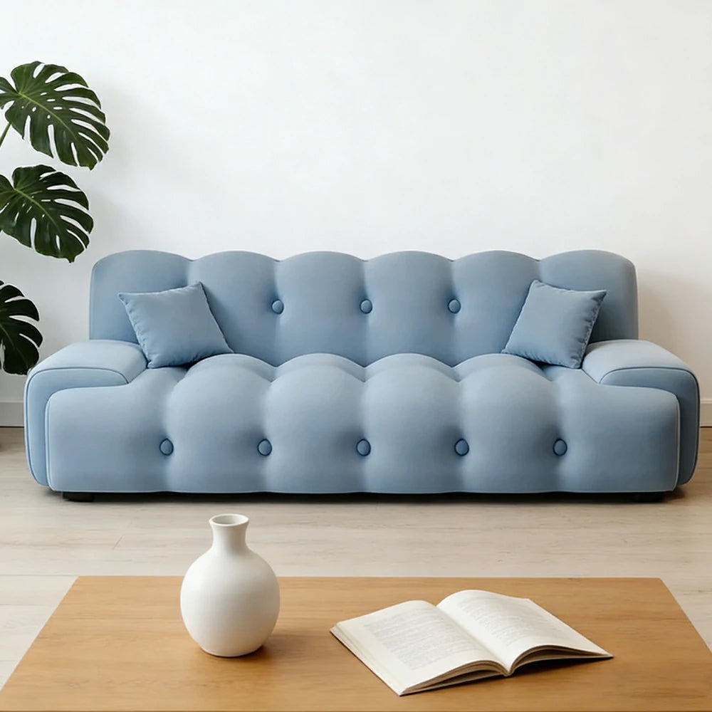 LIVARA 160/180cm Sofa Bed, 3-Position Adjustable Backrest, Milk Velvet Upholstery, High-Density Foam, Hidden Support Legs - Blue