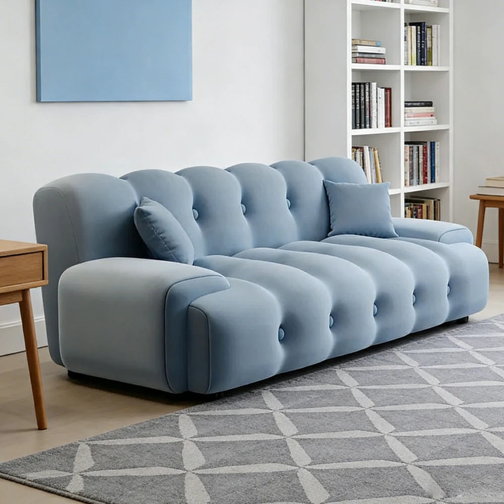 LIVARA 160/180cm Sofa Bed, 3-Position Adjustable Backrest, Milk Velvet Upholstery, High-Density Foam, Hidden Support Legs - Blue