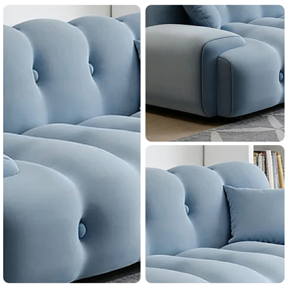LIVARA 160/180cm Sofa Bed, 3-Position Adjustable Backrest, Milk Velvet Upholstery, High-Density Foam, Hidden Support Legs - Blue