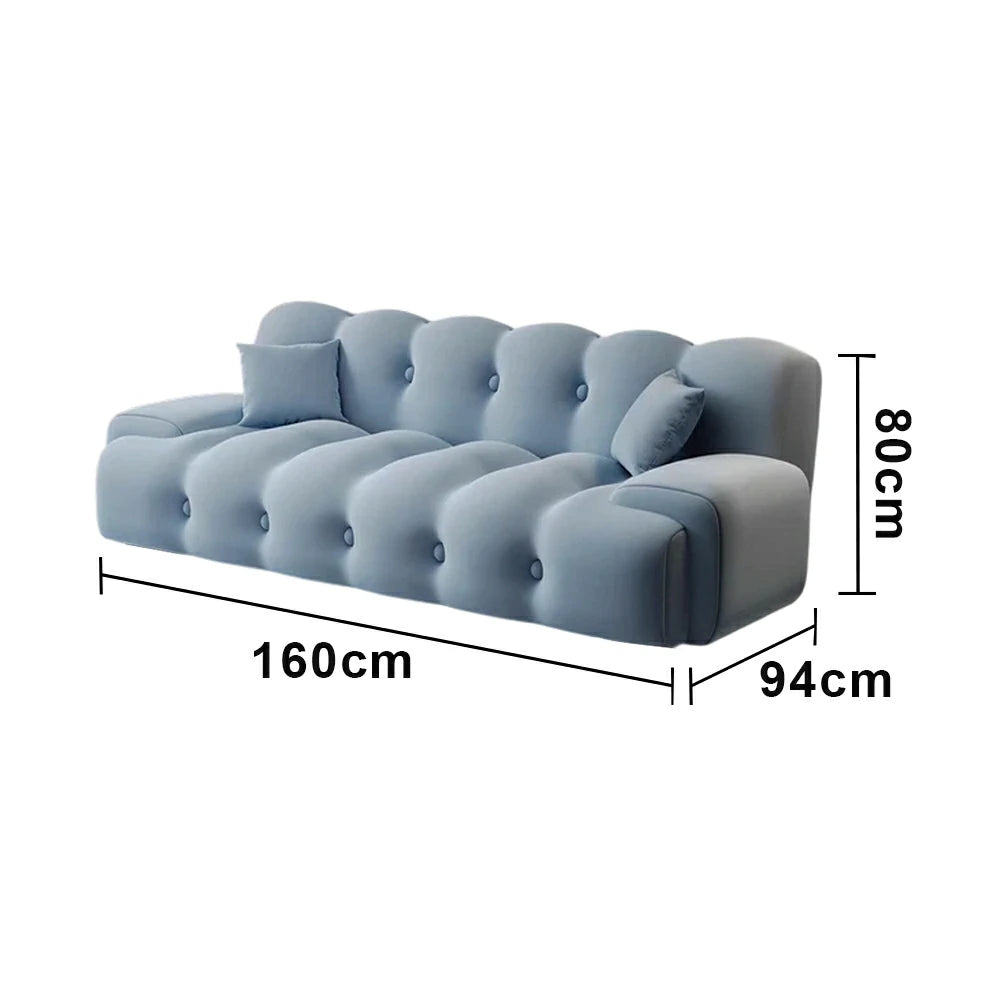 LIVARA 160/180cm Sofa Bed, 3-Position Adjustable Backrest, Milk Velvet Upholstery, High-Density Foam, Hidden Support Legs - Blue