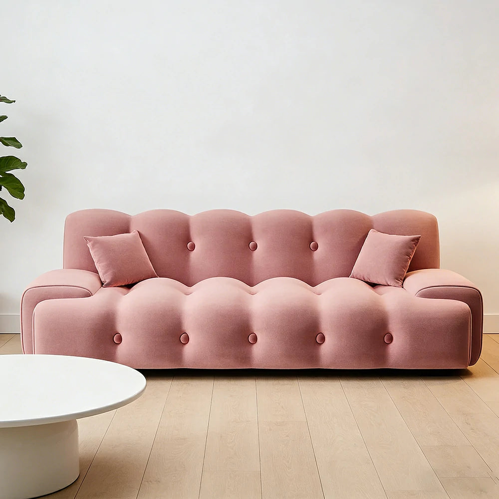 LIVARA 160/180cm Sofa Bed, 3-Position Adjustable Backrest, Milk Velvet Upholstery, High-Density Foam, Hidden Support Legs - Pink