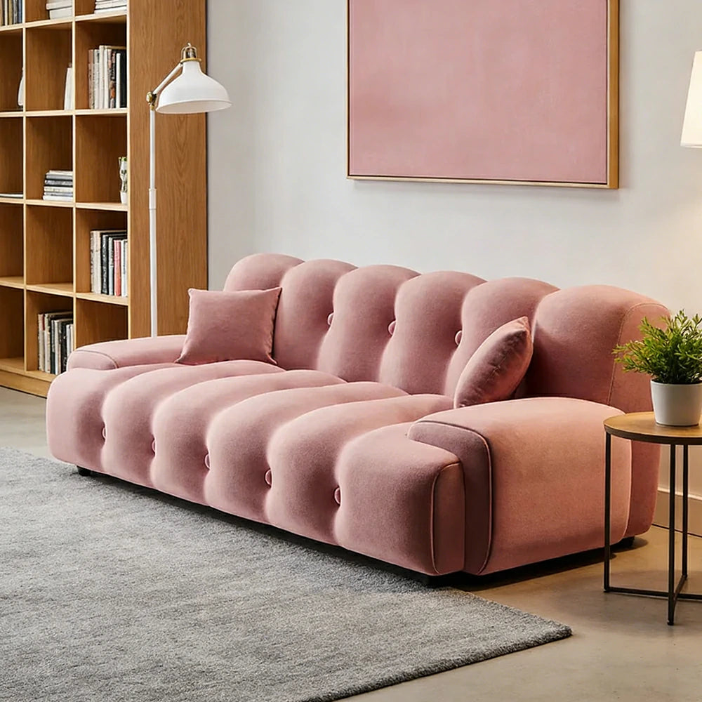 LIVARA 160/180cm Sofa Bed, 3-Position Adjustable Backrest, Milk Velvet Upholstery, High-Density Foam, Hidden Support Legs - Pink