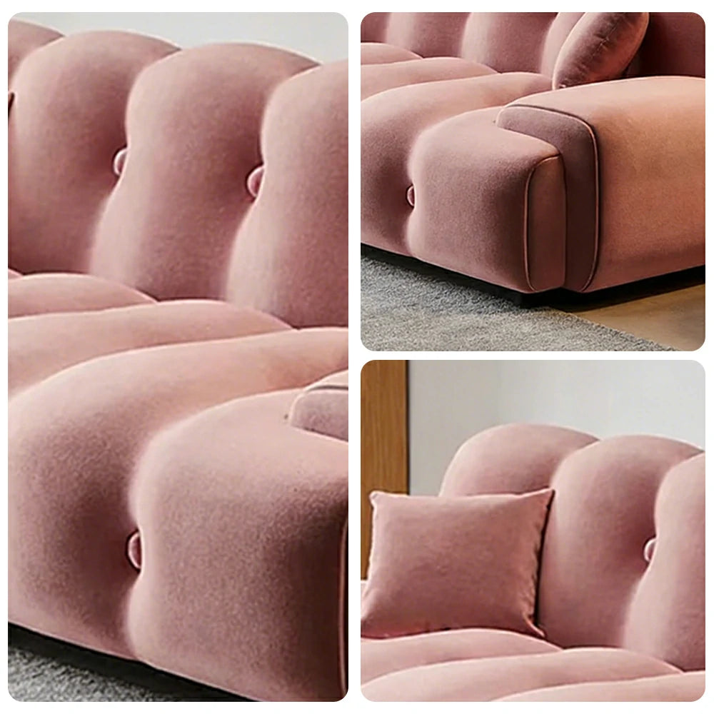 LIVARA 160/180cm Sofa Bed, 3-Position Adjustable Backrest, Milk Velvet Upholstery, High-Density Foam, Hidden Support Legs - Pink
