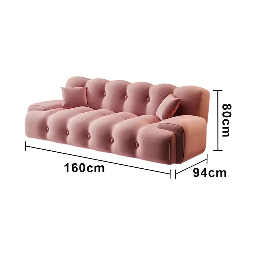LIVARA 160/180cm Sofa Bed, 3-Position Adjustable Backrest, Milk Velvet Upholstery, High-Density Foam, Hidden Support Legs - Pink