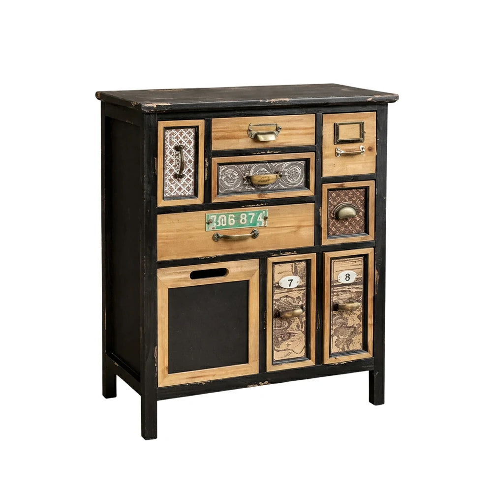 LIVARA 60cm Vintage Storage Cabinet - Drawer & Door Organizer - Solid Wood Frame - Rustic Distressed Finish for Living Room Entryway