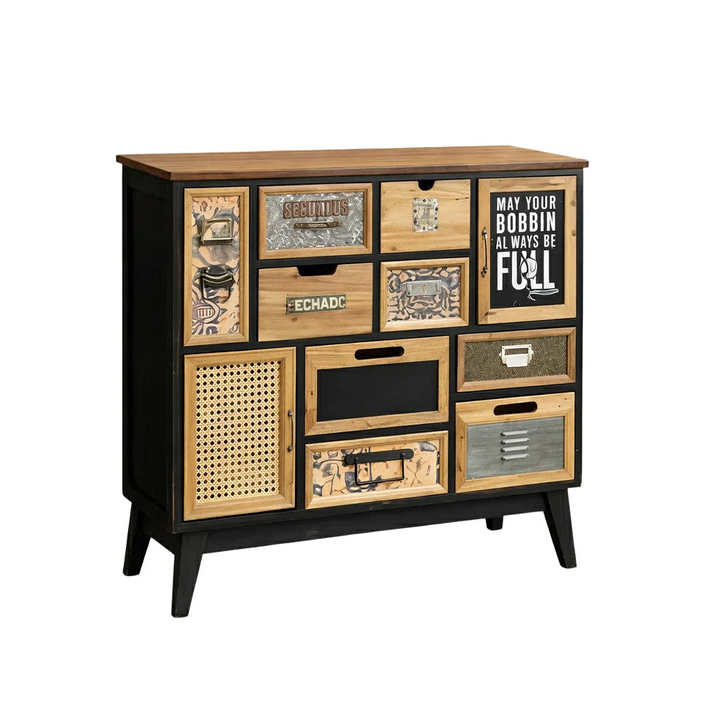 LIVARA 92cm Vintage Storage Cabinet - Drawer & Door Organizer - Solid Wood Frame - Rustic Distressed Finish for Living Room Entryway