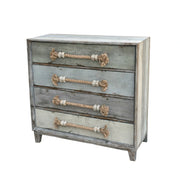 LIVARA Coastal Style Drawer Cabinet - Multi-Drawer Storage Organizer - Solid Wood Frame - Vintage Distressed Finish with Rope Handles