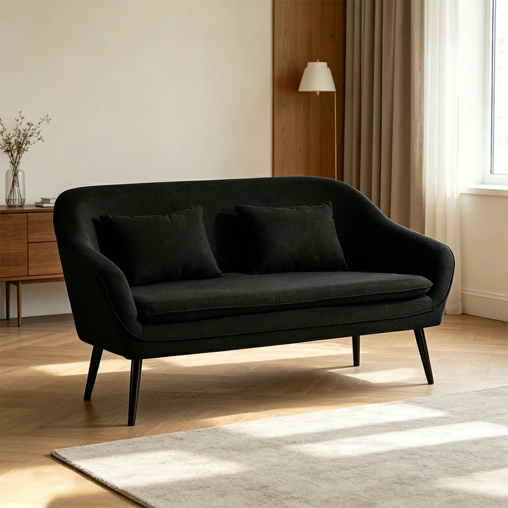 LIVARA Corduroy Sofa - Modern Living Room Lounge Couch - Black