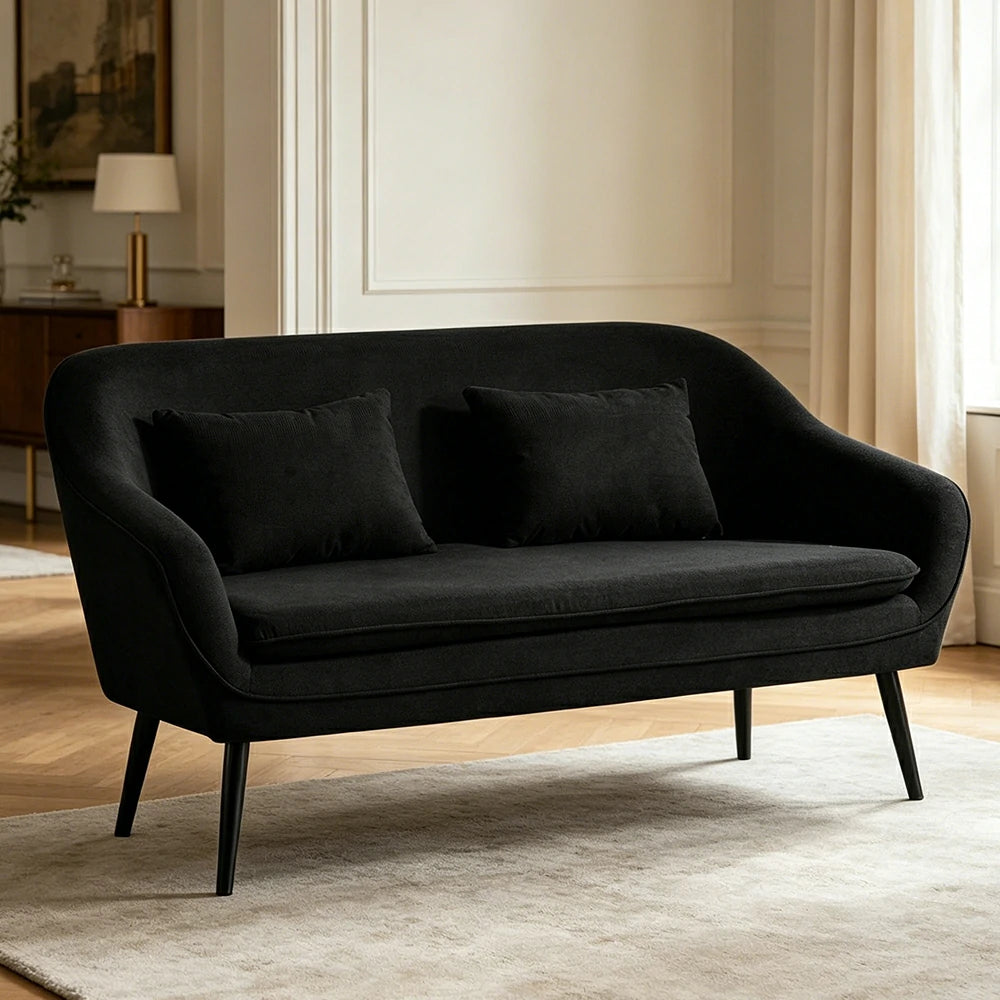 LIVARA Corduroy Sofa - Modern Living Room Lounge Couch - Black