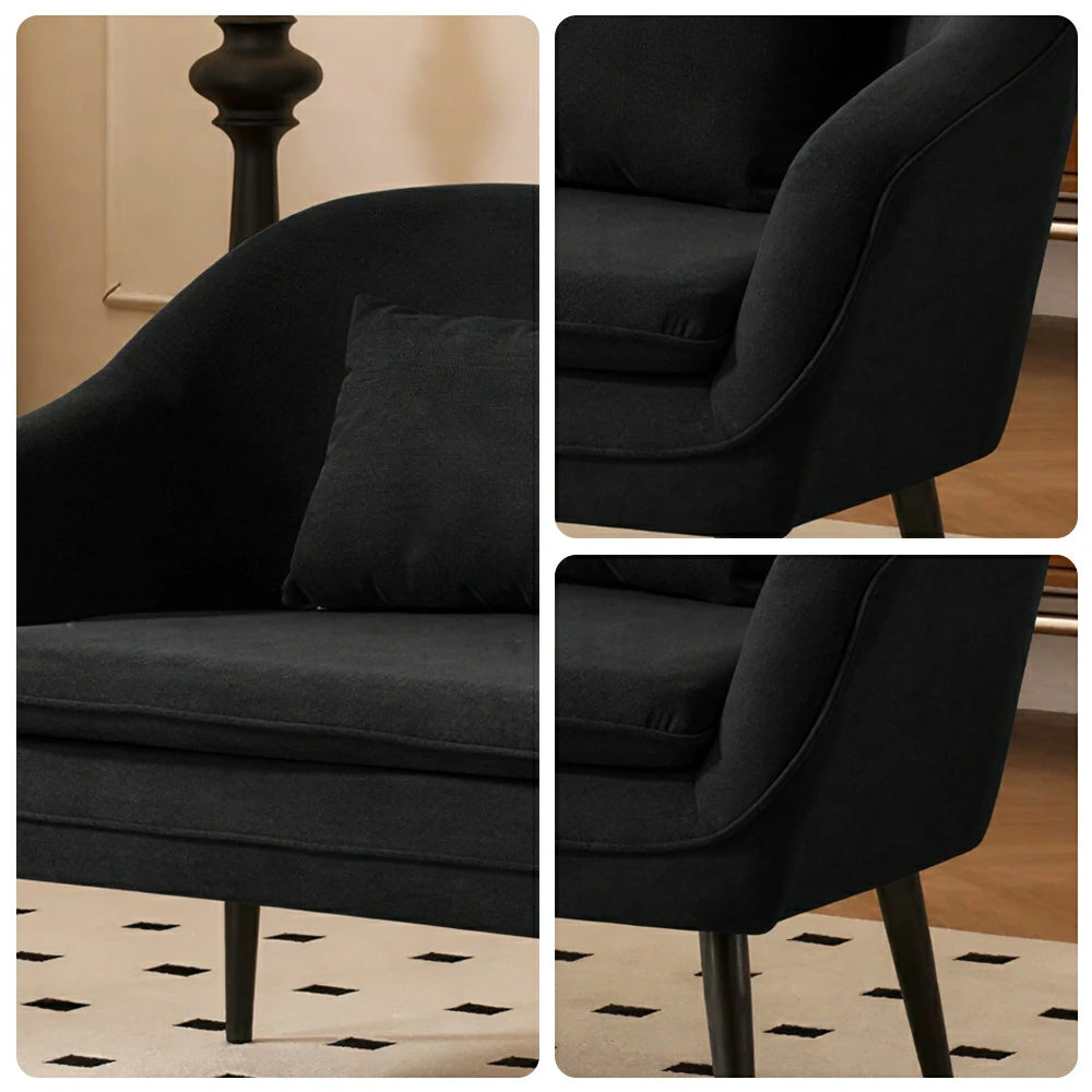 LIVARA Corduroy Sofa - Modern Living Room Lounge Couch - Black
