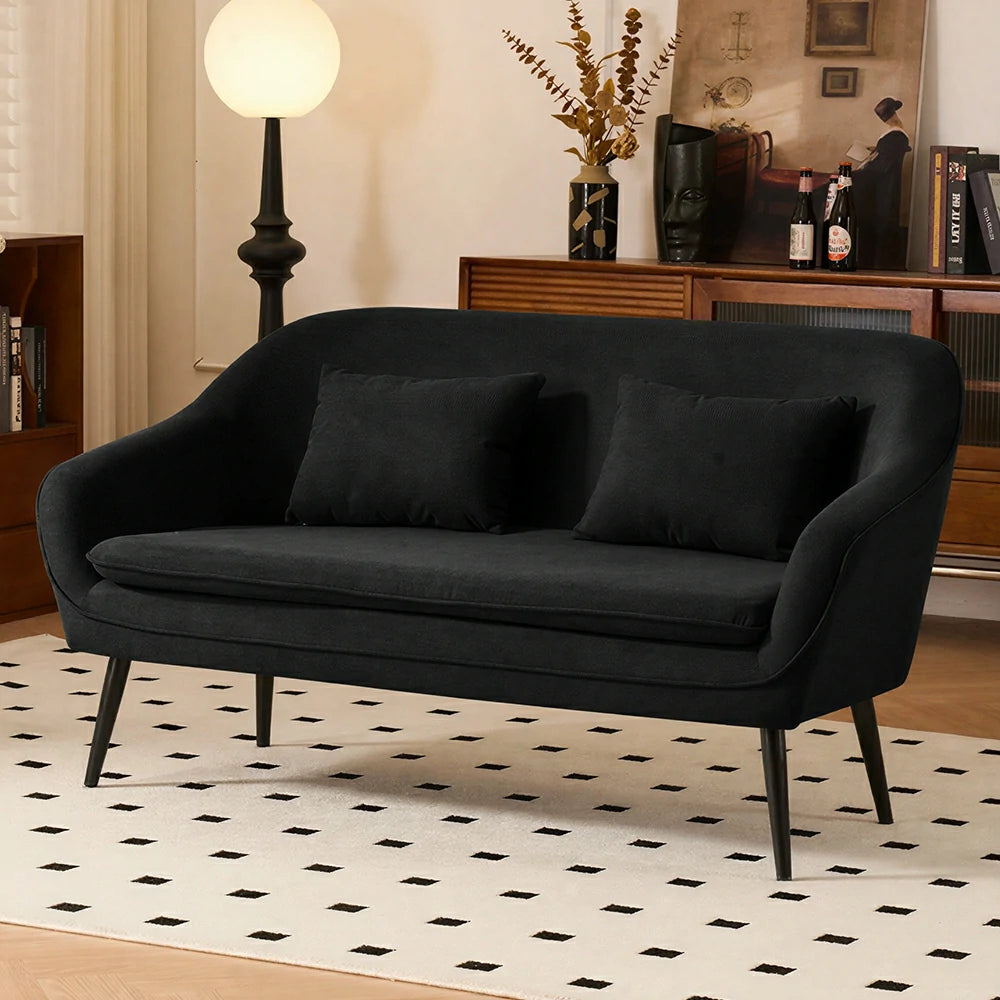LIVARA Corduroy Sofa - Modern Living Room Lounge Couch - Black
