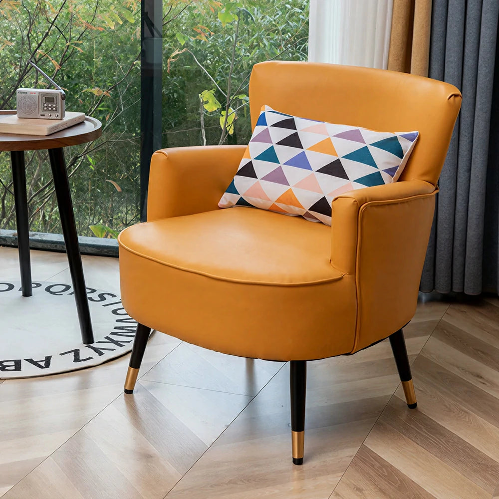 LIVARA Leather Sofa - Modern Living Room Lounge Couch - Lemon Yellow