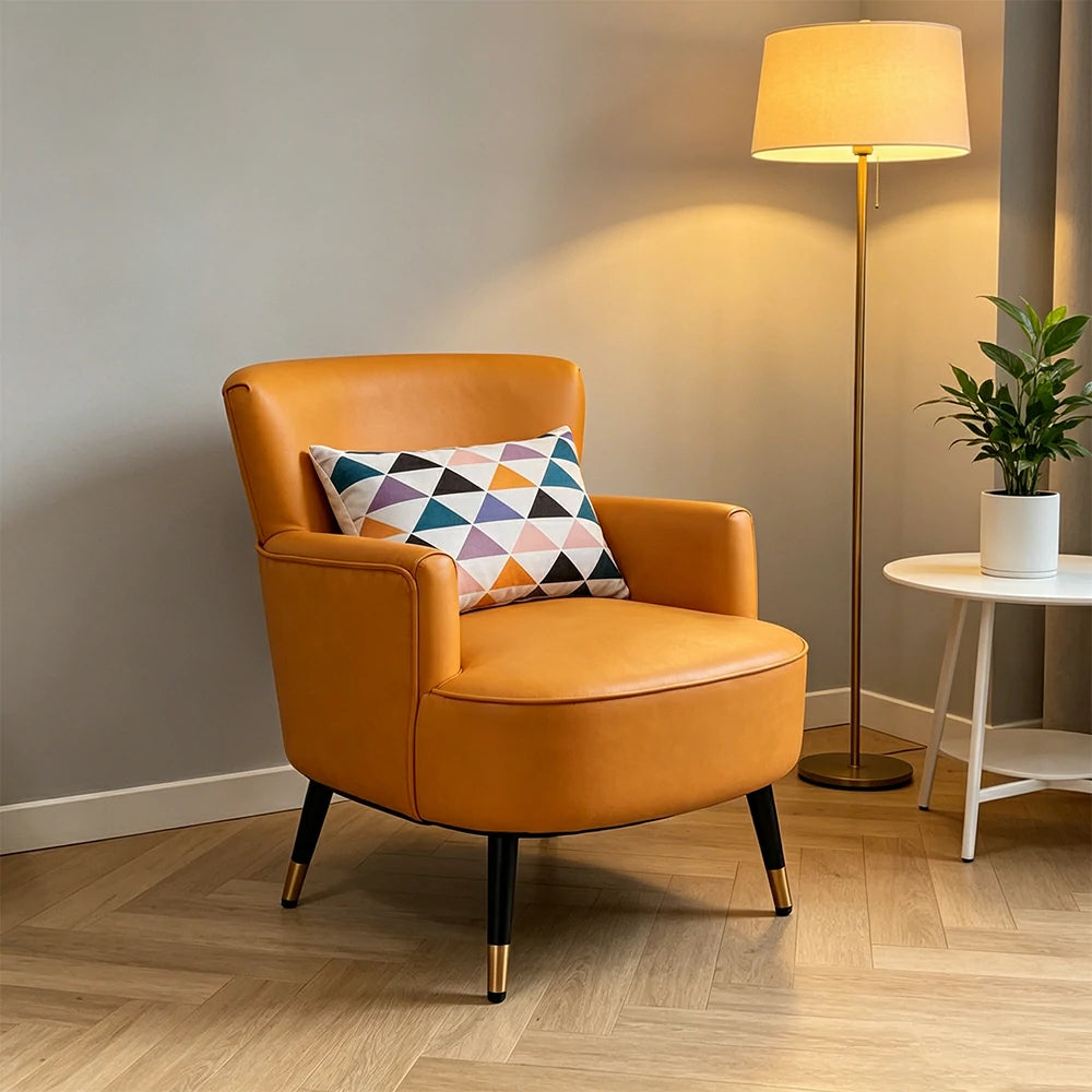 LIVARA Leather Sofa - Modern Living Room Lounge Couch - Lemon Yellow