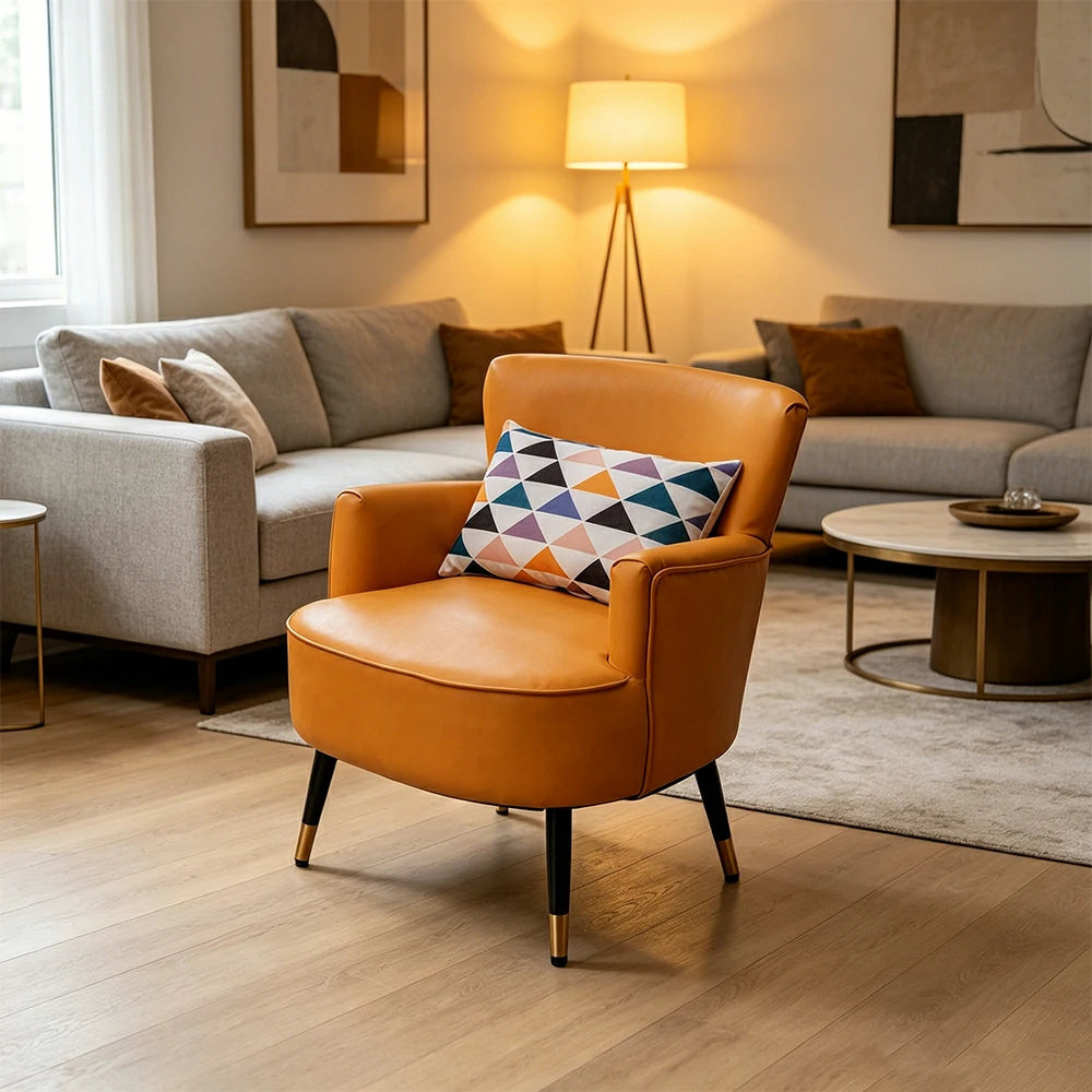 LIVARA Leather Sofa - Modern Living Room Lounge Couch - Lemon Yellow