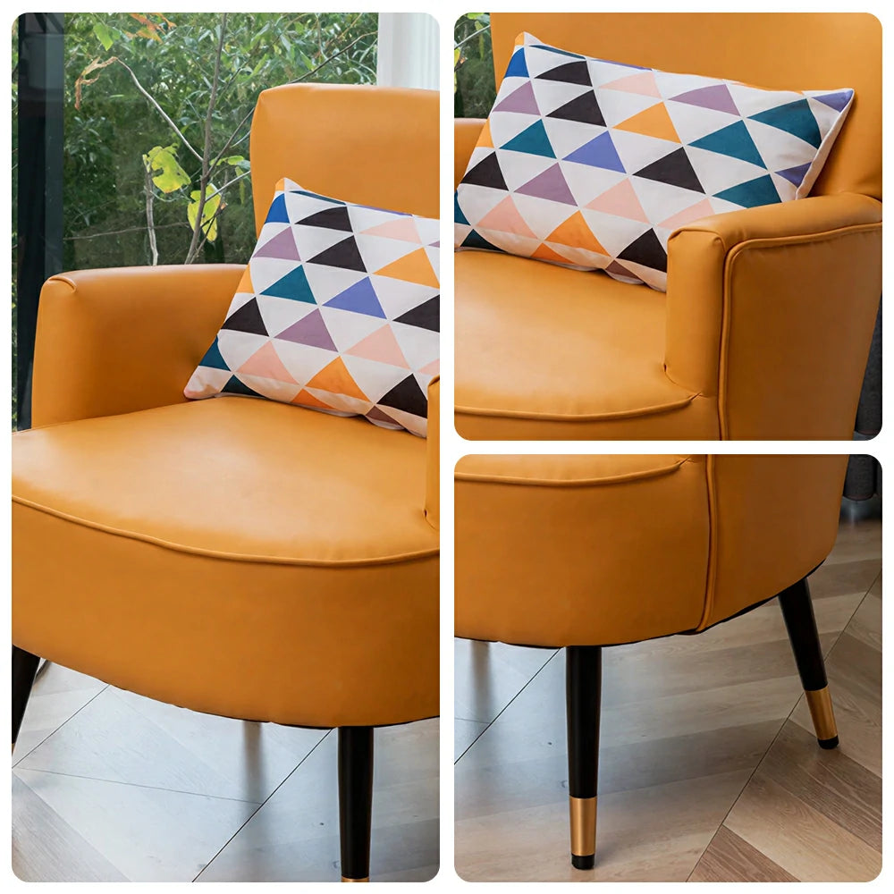 LIVARA Leather Sofa - Modern Living Room Lounge Couch - Lemon Yellow