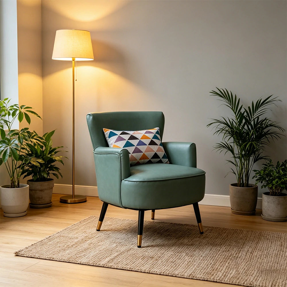 LIVARA Leather Sofa - Modern Living Room Lounge Couch - Cyan